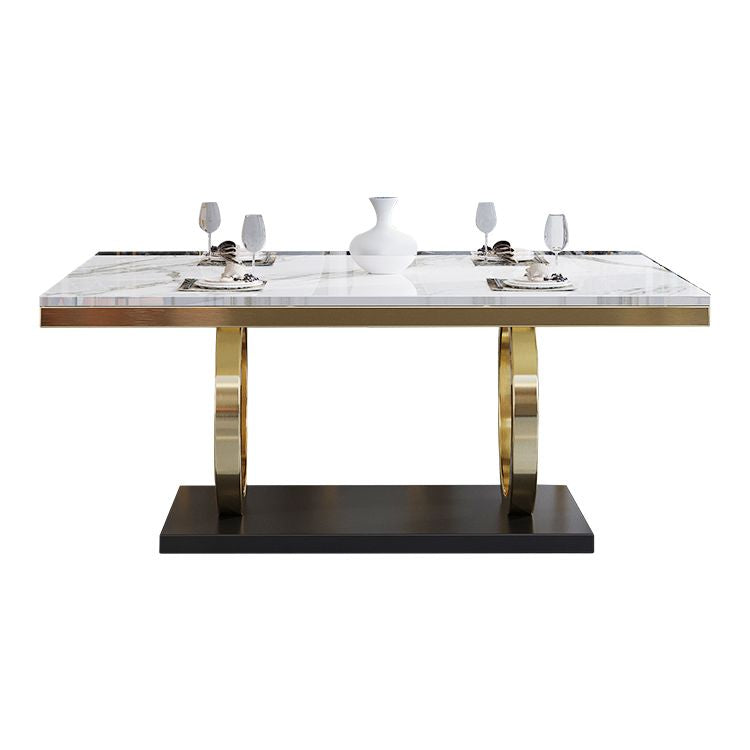 Rechteck traditioneller Luxus Esstisch Gold Trestle Basistisch für Esszimmer