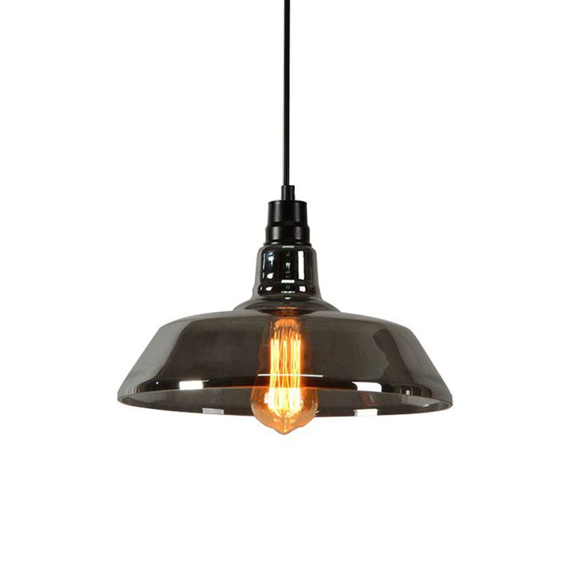 Pot Cover Glass Hanging Lamp Vintage Style Single-Bulb Restaurant Lighting Pendant