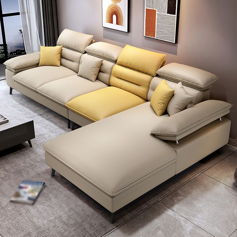 Faux Leather Contemporary L-Shape Sectional for Living Room and Apartment