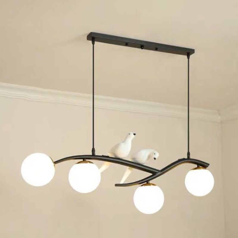 Modern Kitchen Island Lighting Black/Golden Globe Shaded Ceiling Light for Foyer