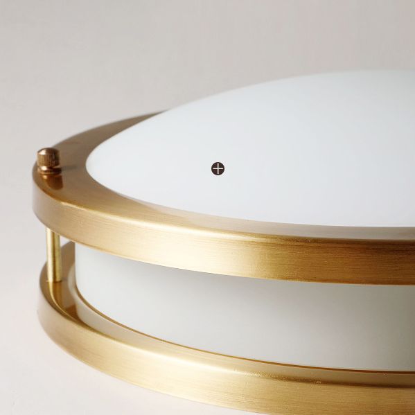 All Copper Round Simplicity LED Ceiling Light White Frosted Glass Shade Traditional Style Lighting Fixture in Gold