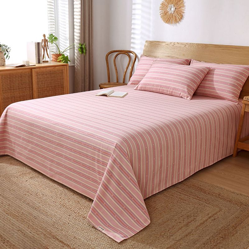 Wrinkle Resistant Sheet Color Block Non-Pilling Breathable Cotton Soft Bed Sheet Set