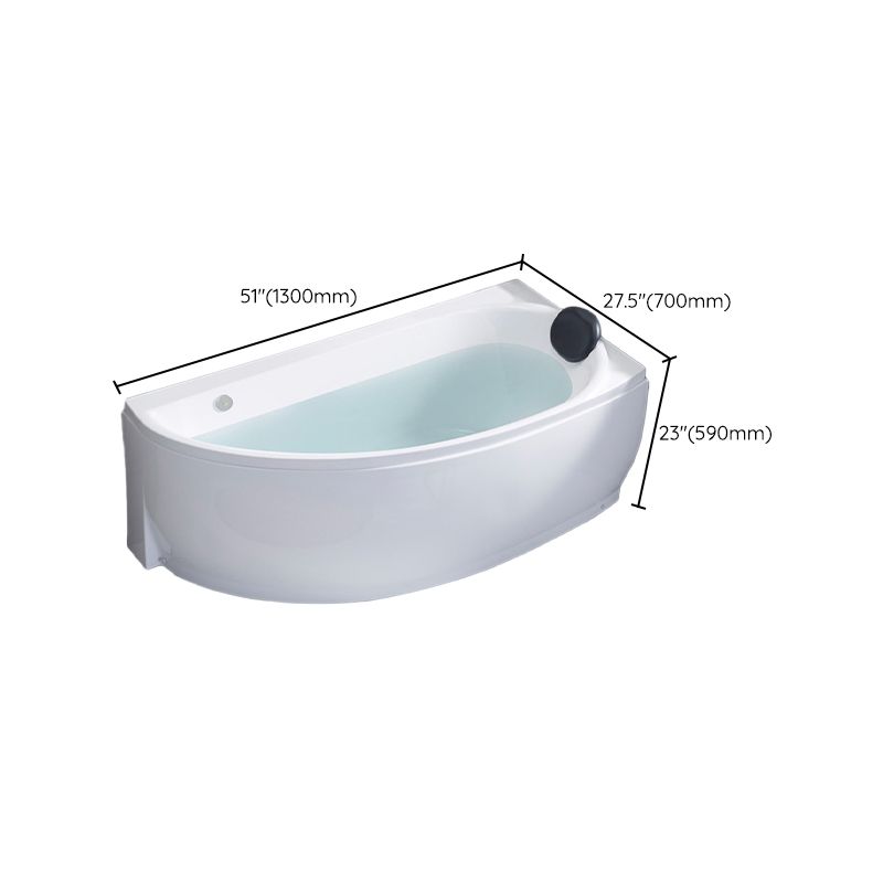 Corner Acrylic Bath Modern Soaking White Back to Wall Bathtub