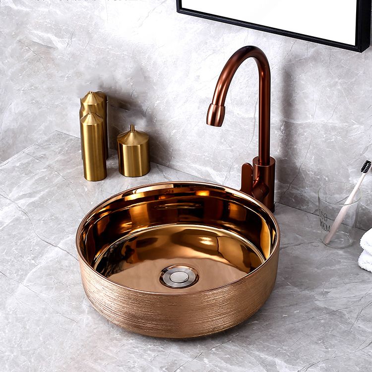 Round Bathroom Sink Contemporary Porcelain Trough Bathroom Sink