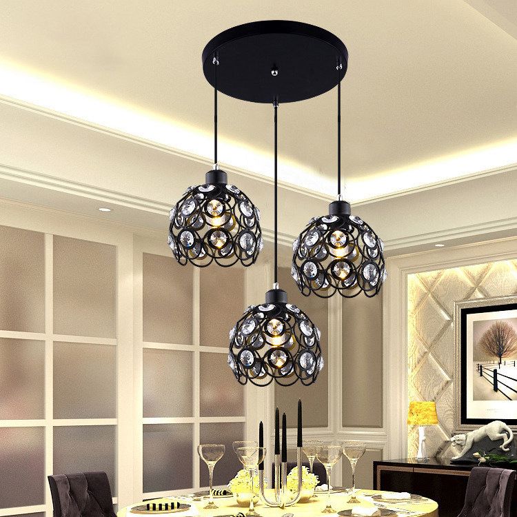 Comedor esférico colgando luz cristalina moderna estilo pedante de luz accesorio