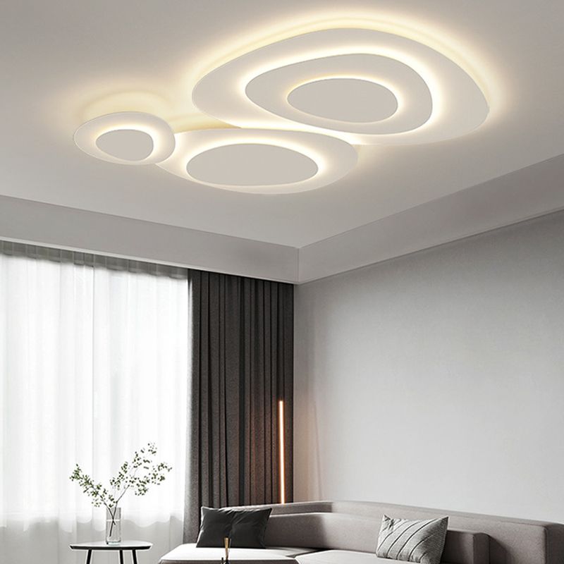 Nordic White Flush Mount Multi-Layer LED Ceiling Light Fixture for Living Room