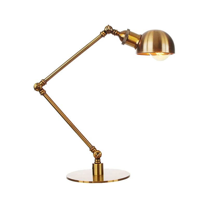 Lámpara de mesa de sombra de tazón dorada con estilo industrial 4 "/8.5" W 1 Lighting de mesa de metal ligero con brazo ajustable