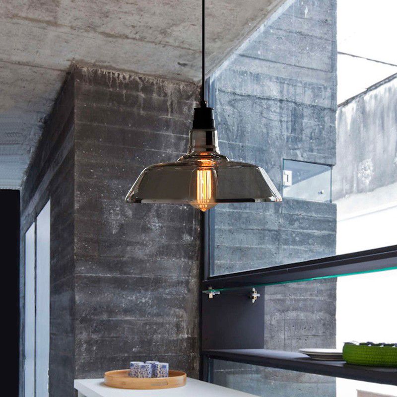 Glass Barn Shade Suspension Light Industrial-Style 1-Bulb Restaurant Pendant Light