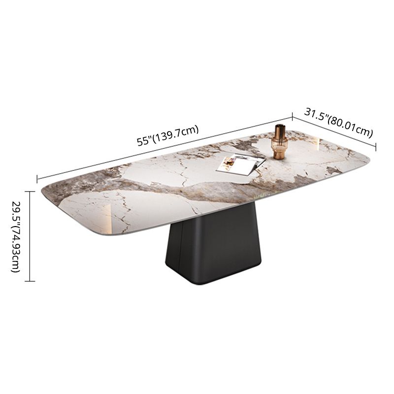 Modern de mesa de piedra sinterizada de 5/7 con mesa de comedor de mesa rectangular con sillas de cuero de tela