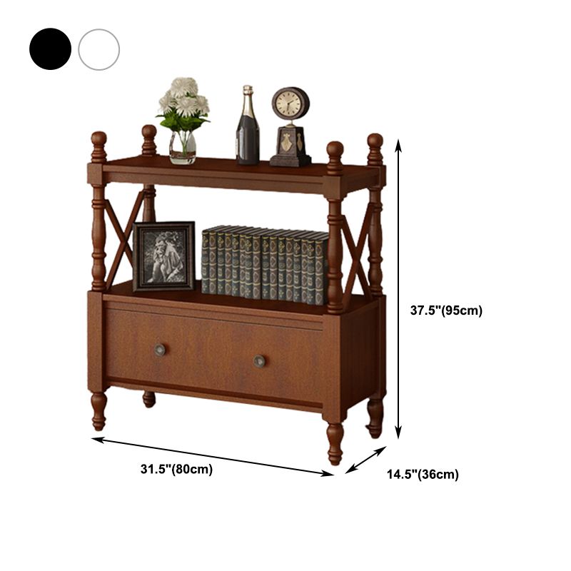 Rectangle Open Storage Bookshelf Nordic Solid Wood Bookshelf with Drawer