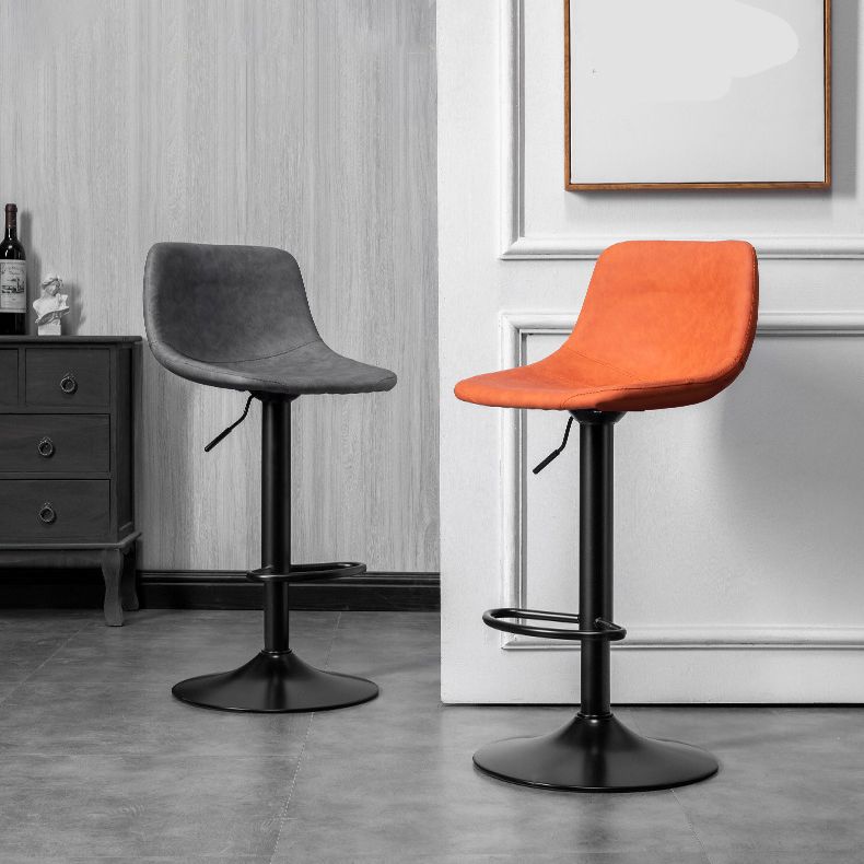 Scandinavian Metal Stool Faux Leather Upholstered Counter Stool in Matte Finish for Indoor