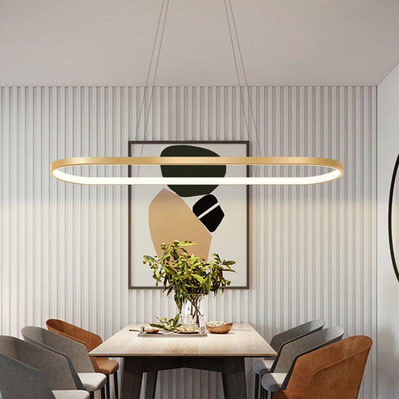Estilo moderno forma lineal colgante metal luz 1 accesorio de iluminación colgante de luz en oro