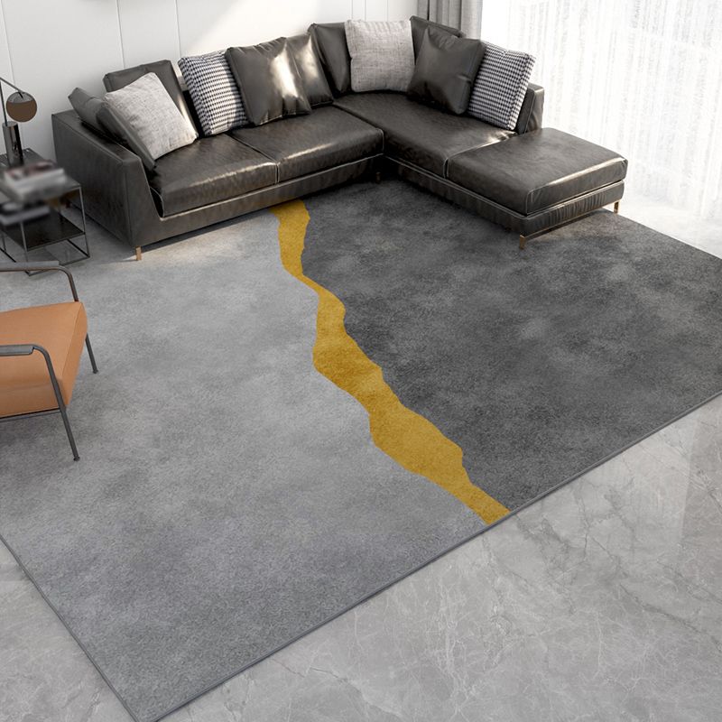 Rapis moderne noir Polyester à rayures Rapis intérieur Tapis de support sans glissement pour le salon