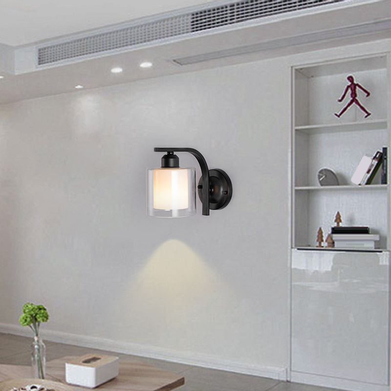 Modern Vanity Lighting Metal Wall Light Fixture in Black for Bathroom