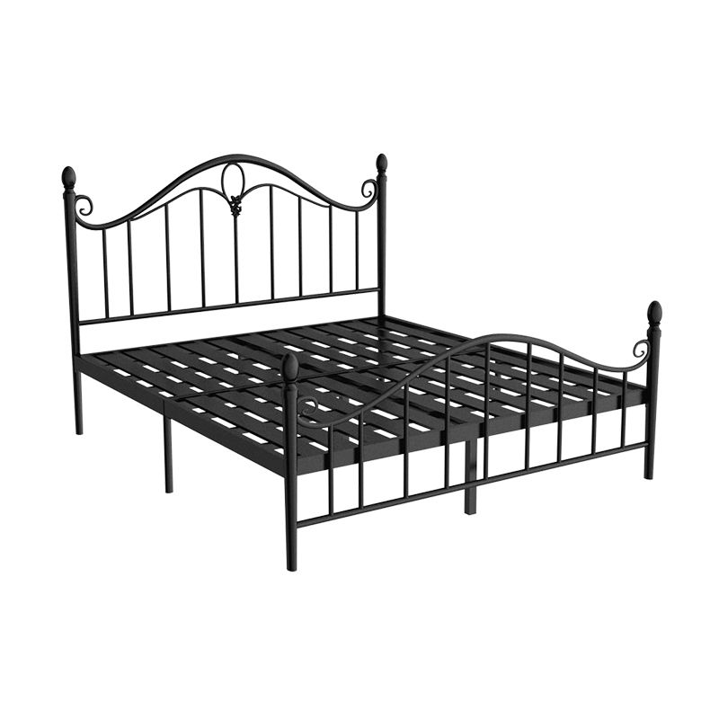 Contemporary Wire-Grid Open-Frame Bed with Metal Arched Headboard