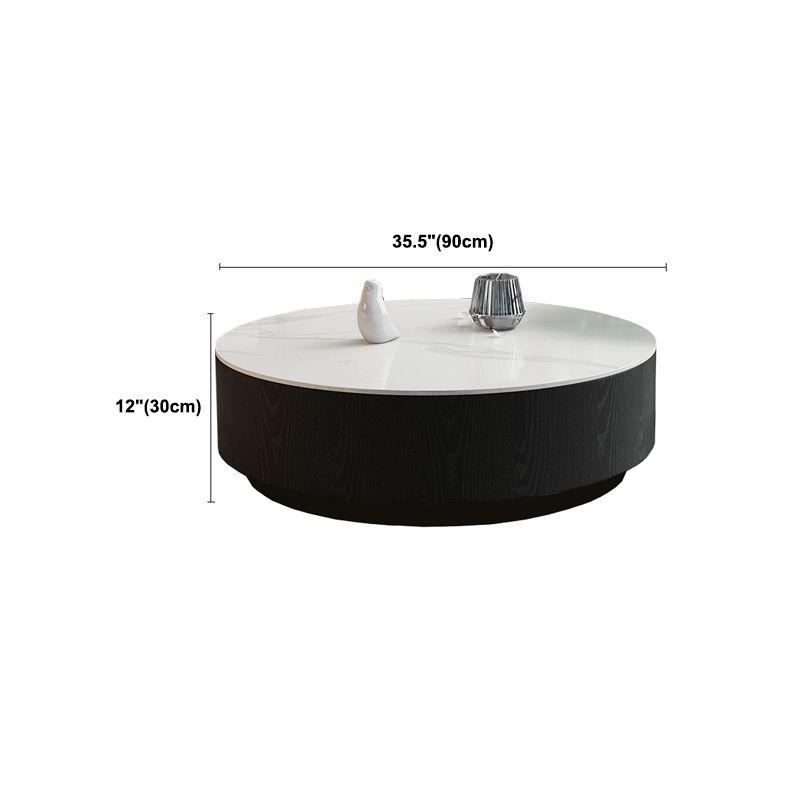 Round Stone Top Coffee Table Mid-Century Modern Cocktail Table