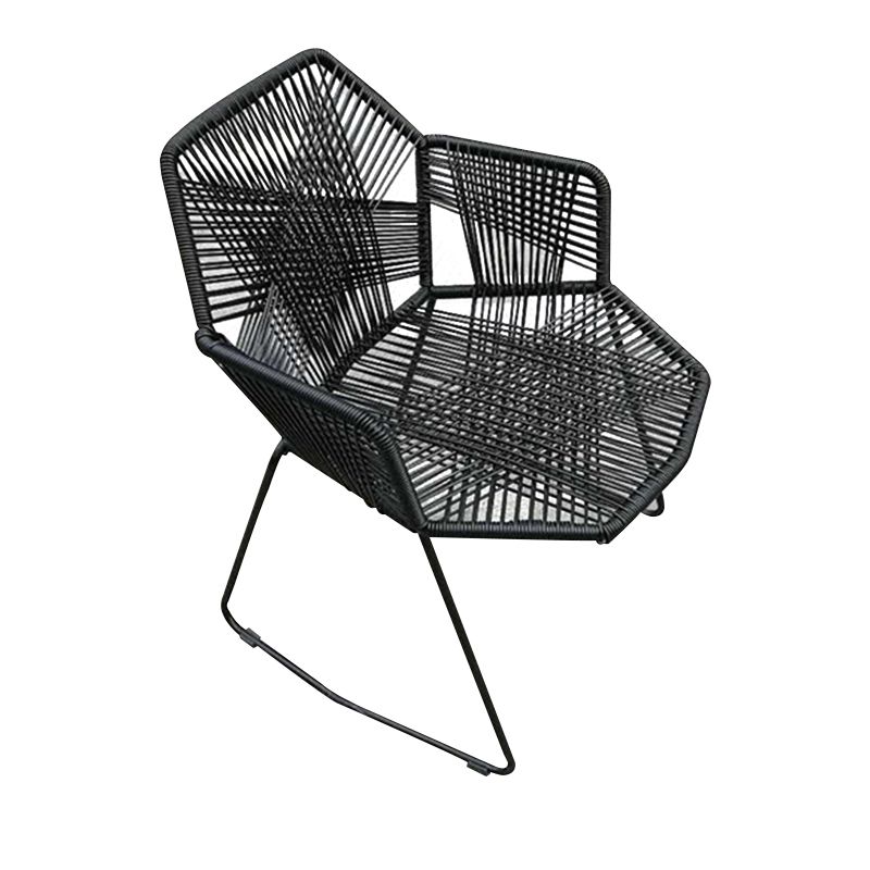 Modern Cross Back Side Chair Plastic Arm Chair with Metal Base for Dining Room