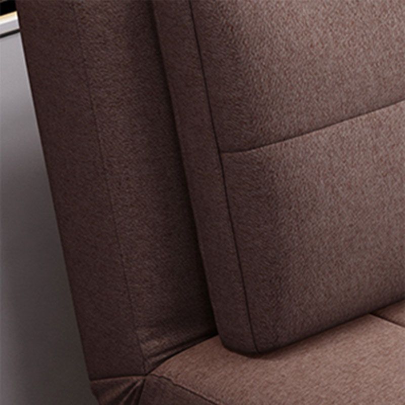 Contemporary Fabric Sofa Bed Sewn Pillow Back Sofa Bed in Brown