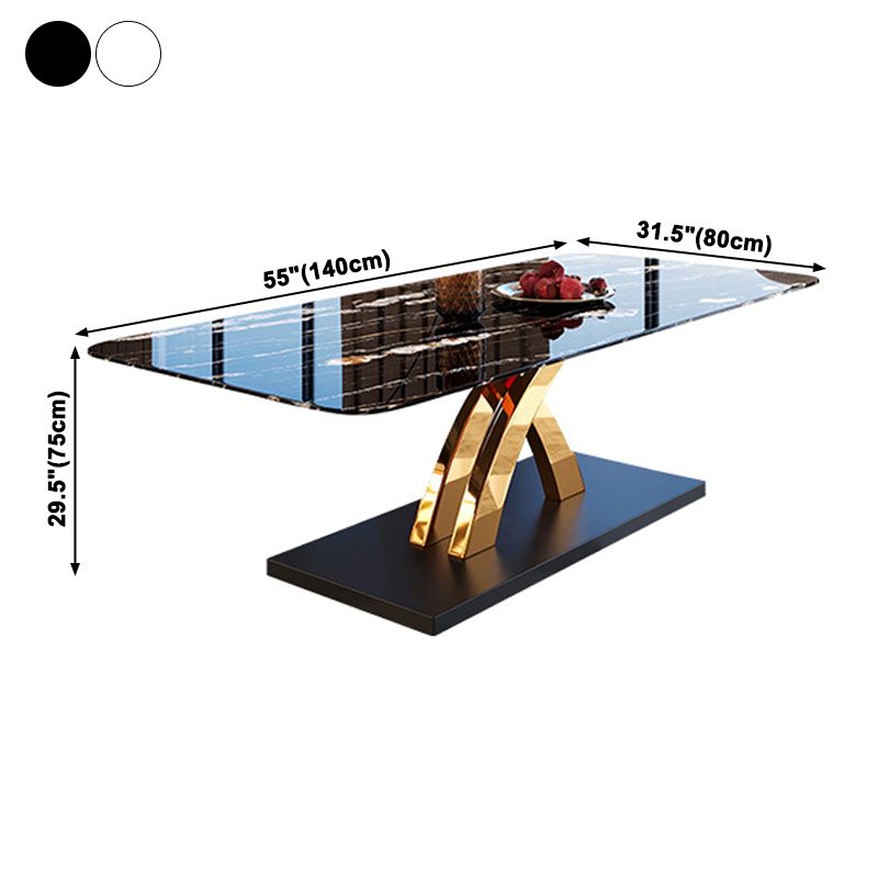 Traditional Luxury Dining Table Sintered Stone Table with Pedestal Base for Dining Room