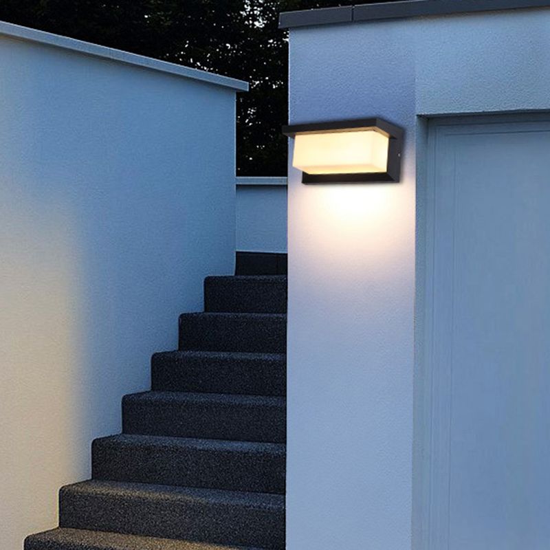 Modern Simple Style Rectangle Shade Wall Sconce Metal 1 Light Sconces inBlack