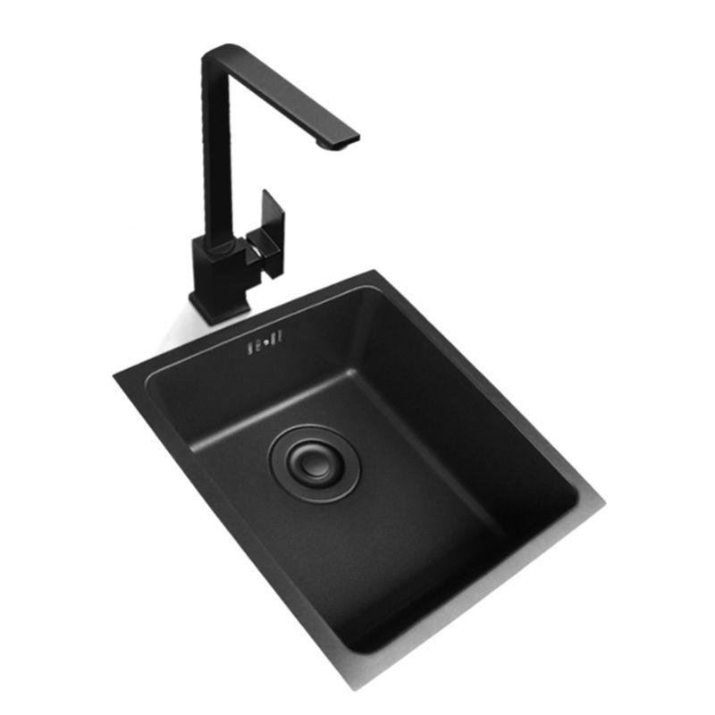 Black Stainless Steel Sink Single Bowl Undermount Sink with Basket Strainer