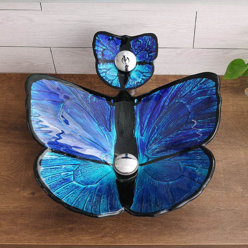 Tempered Glass Bathroom Sink Modern Style Bathroom Sink with Specialty Shape