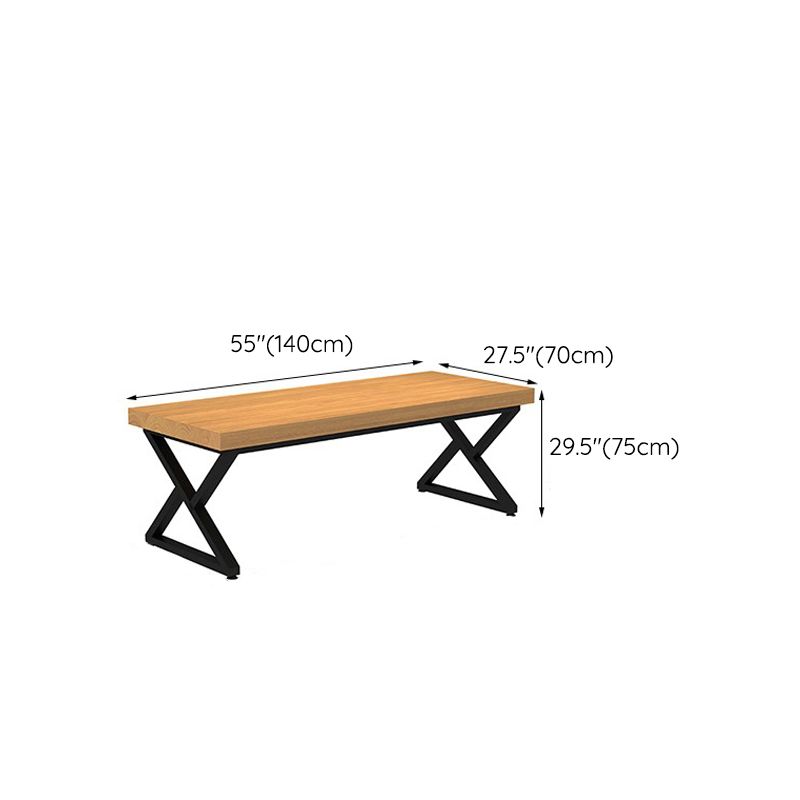 Pine Solid Wood Dining Table Industrial Rectangle Table with Double Pedestal