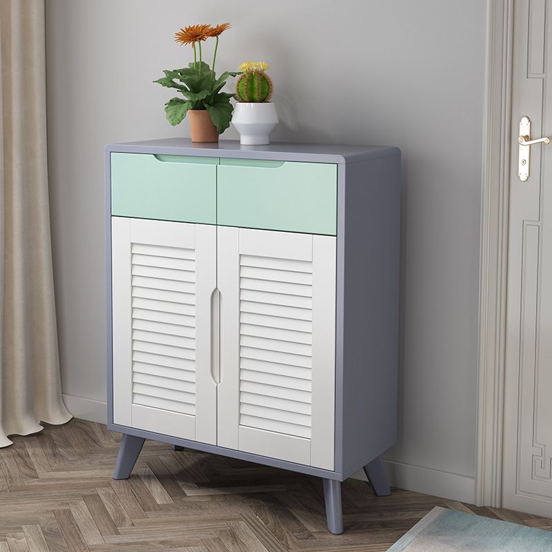 39.37" Tall Gold/Gray Accent Cabinet Rubberwood Cabinet with Drawers