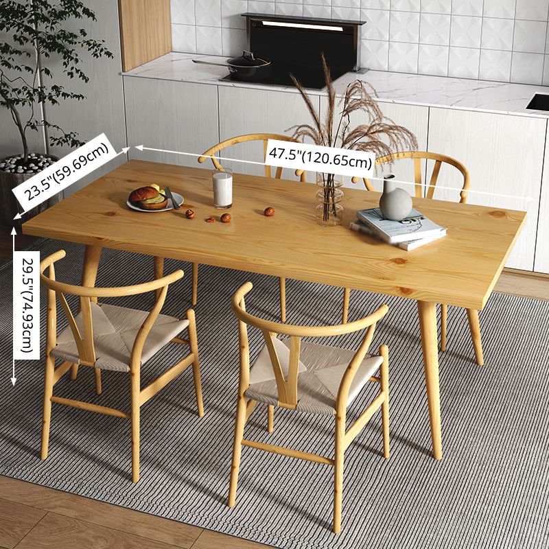 Contemporary Solid Wood Standard Dining Set Rectangle Kitchen Dining Set with 4 Legs Base