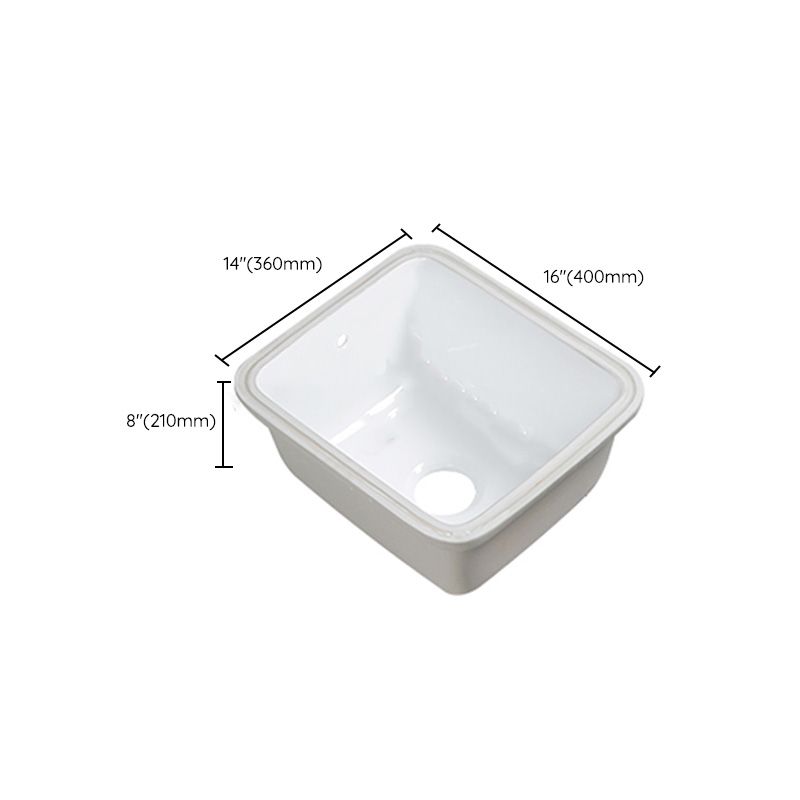 Modern Bathroom Sink Porcelain with Overflow and Drain Assembly Undermount Vanity Sink