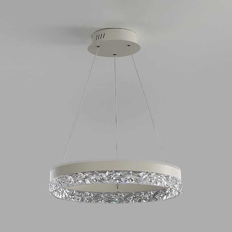 Modern Metal Chandelier Light Fixtures Round 1-Light Suspension Pendant Lamps with Acrylic Shade