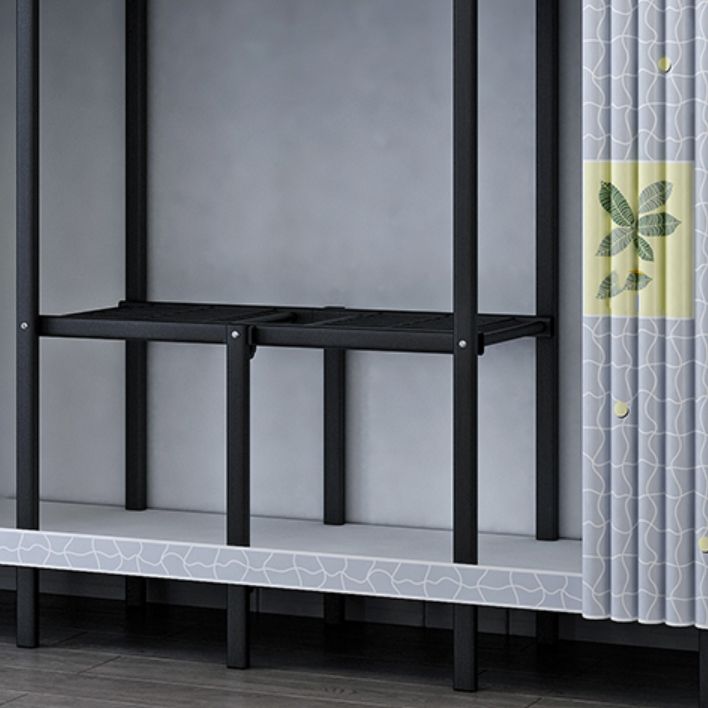 Contemporary Wardrobe Armoire with Shelves Steel Wardrobe Cabinet