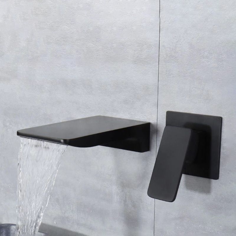 Wall Mounted Bathroom Faucet Waterfall Spout with Lever Handle