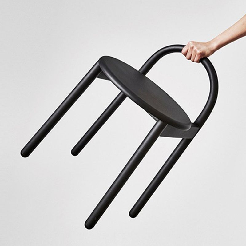 Contemporary Armless Dining Stools Solid Wood Bar Stools with Footrest