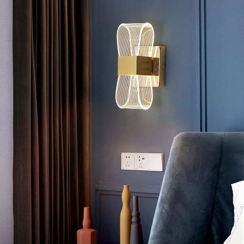 Zeitgenössische LED -Wandleuchter ovales Aluminiumwandmontage Licht für Schlafzimmer