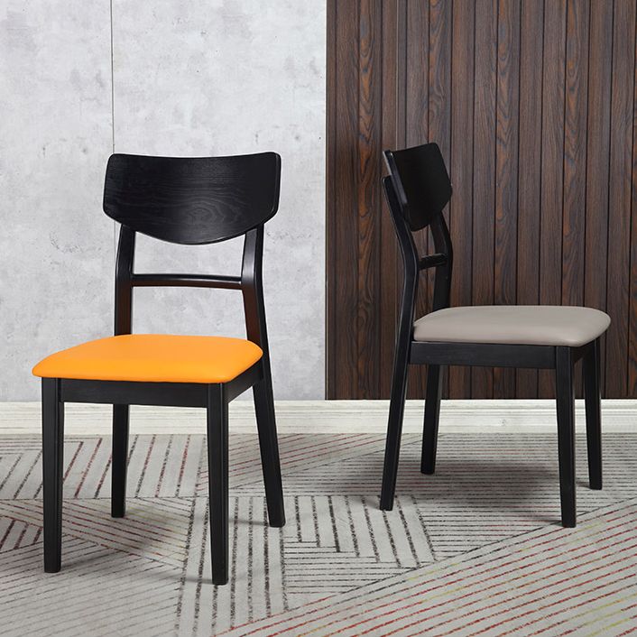 Industrial Ash Open Side Chair Matte Finish Upholstered Dining Chair with Black Legs