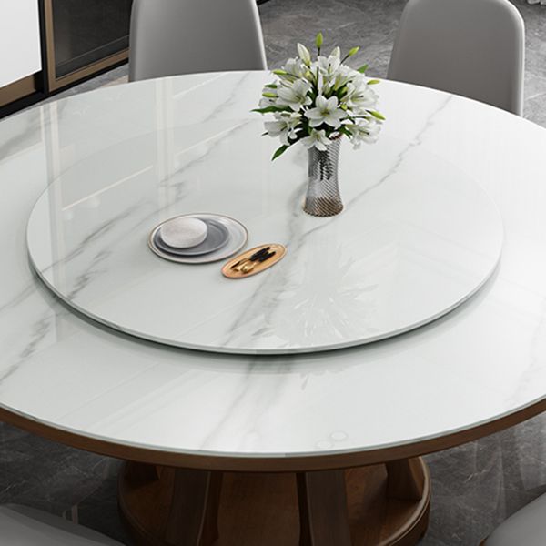Sintered Stone Dining Table Round Dinner Table with Rubberwood Base for Dining Room