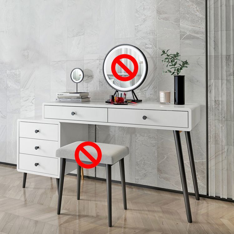 Wood and Metal Vanity Table with Stool Accent 5 Drawers Makeup Desk