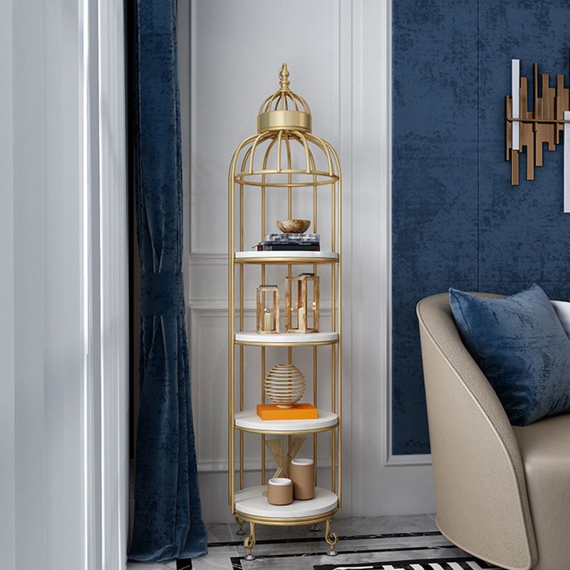 Glam Metal Shelf Bookcase Gold Vertical Bookcase Shelves Included