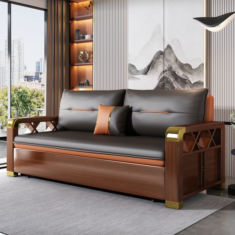 Pillow Included Sofa Futon Solid Wood Futon Sofa Bed with Storage
