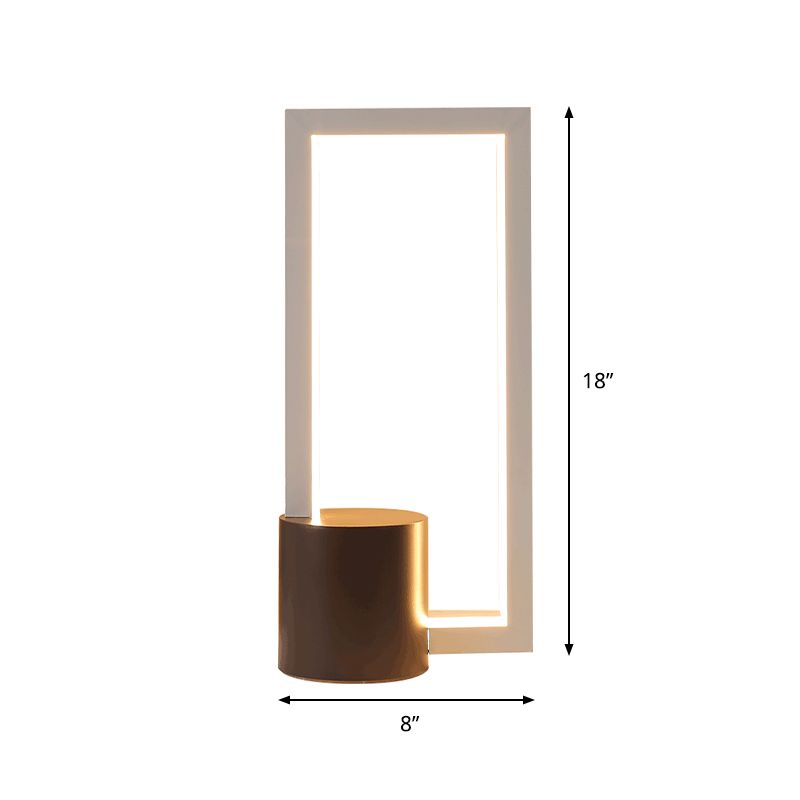 LED Study Desk Lamp Modernist White Table Light with Rectangle Acrylic Shade in Warm/White Light