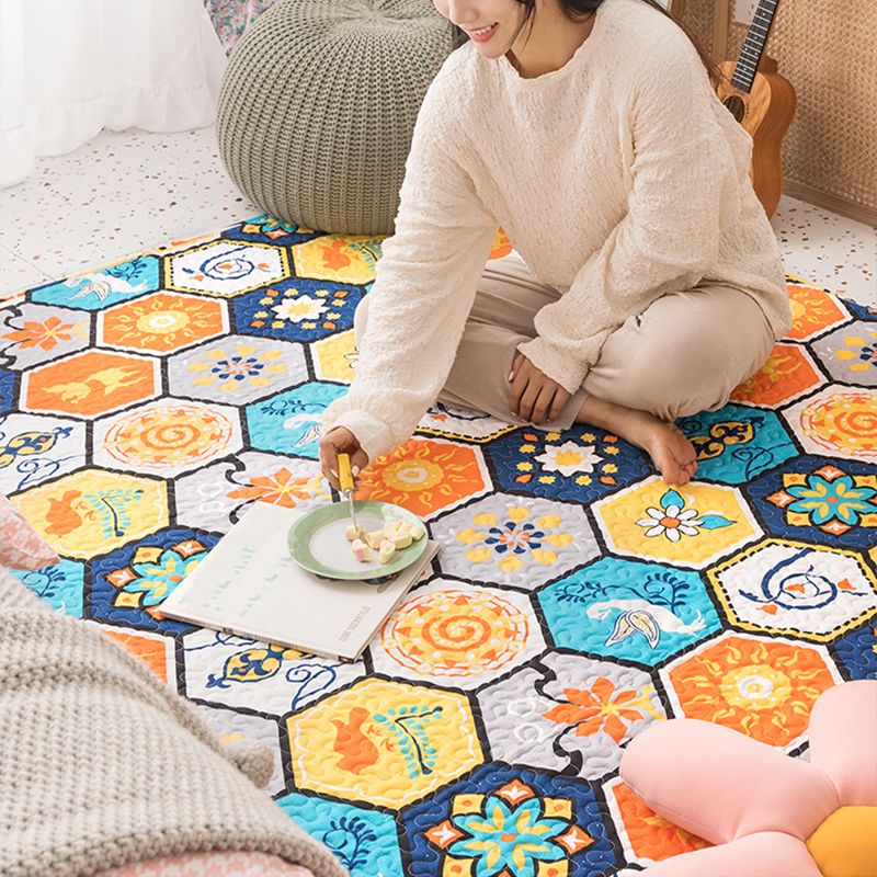 Casual Bedroom Rug Multicolored Geometric Printed Indoor Rug Non-Slip Backing Pet Friendly Area Carpet
