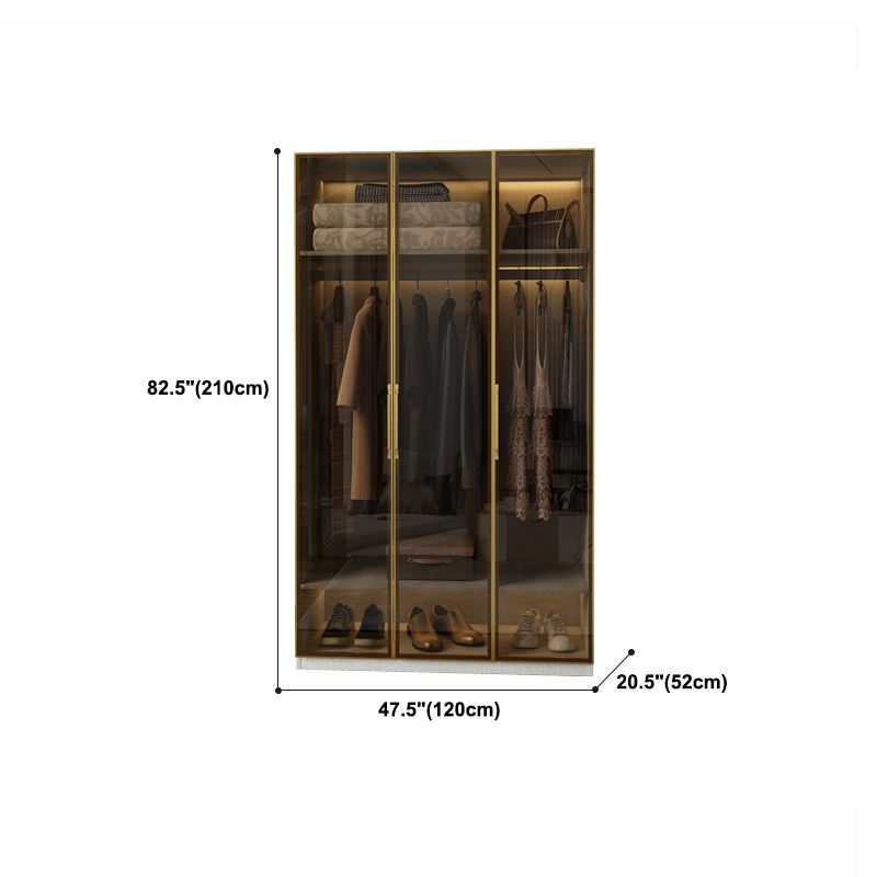 Modern Wardrobe Armoire Engineered Wood and Glass Wardrobe Closet