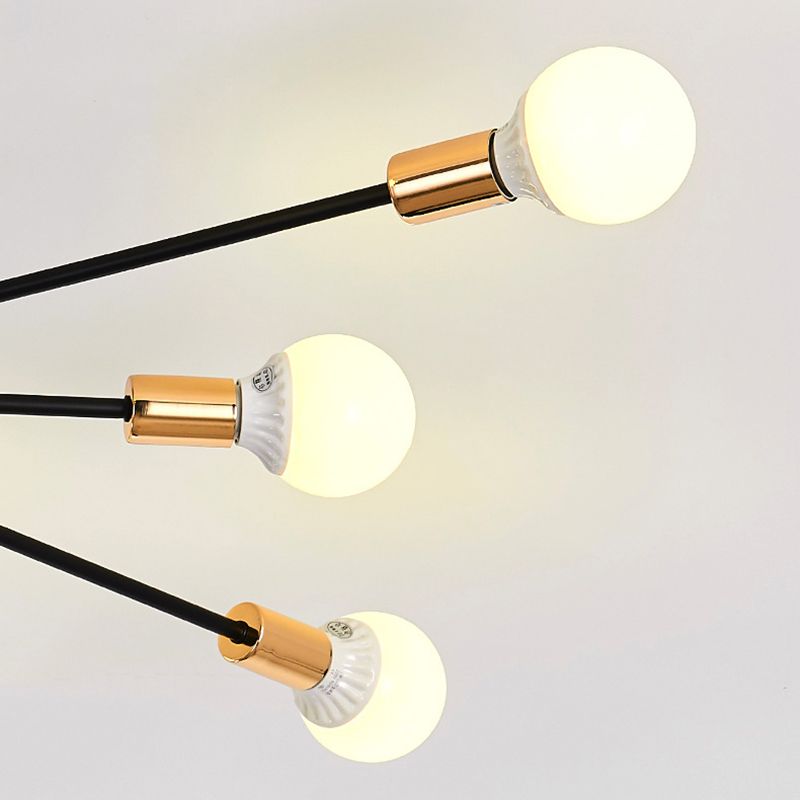 Bare Lampe Sputnik Deckenleuchte im industriellen Retro -Stil Schmiedeeisen halb Flush Mount