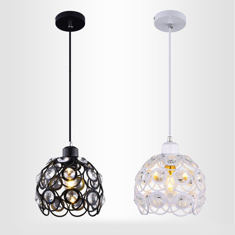 Suspension du pendentif moderne dôme suspendu à cristal clair avec un cordon suspendu à 39,5 "