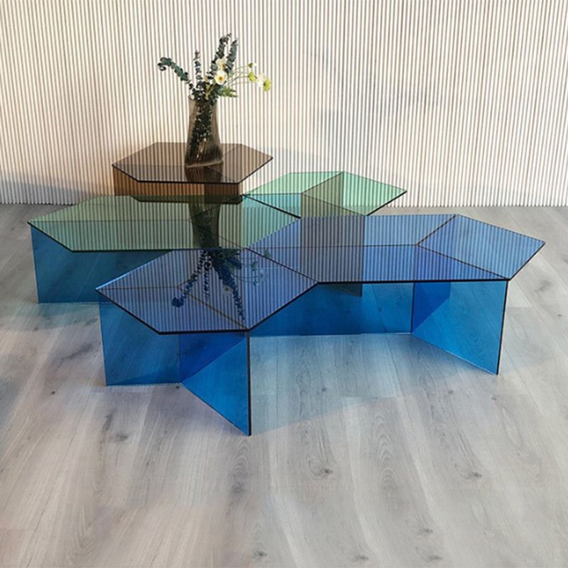 Geometric Clear Acrylic Coffee Table Modern Colored Cocktail Table