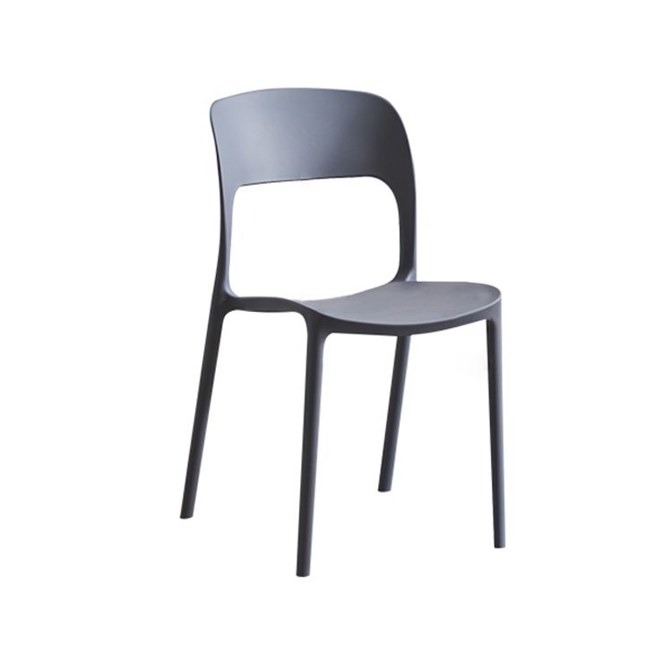 Silla lateral de plástico contemporánea, silla lateral de comedor sin brazos con espalda abierta apilable para el hogar