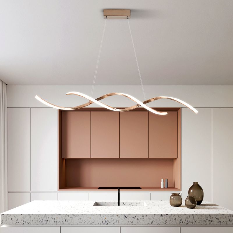 Minimalism Hanging Light Spiral LED Island Light Fixture for Dining Room