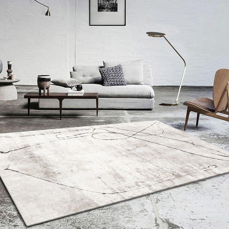 Modern Style Line Drawing Rug Polyester Area Rug Stain Resistant Rug for Home Decor