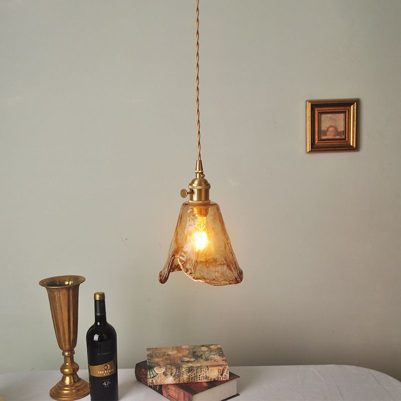 1 Light Geometric Ceiling Light Industrial Style Dimpled Blown Glass Hanging Pendant Lights for Restaurant